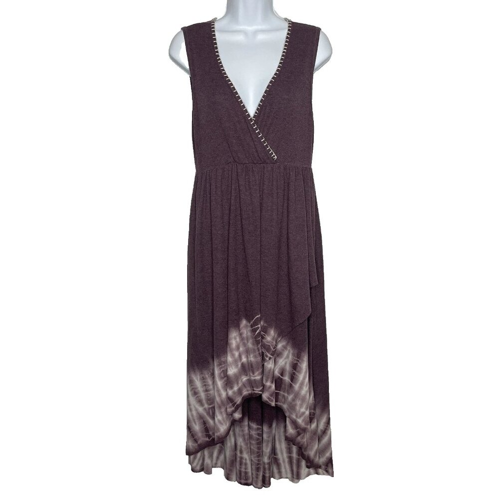 Vocal Dress Dusty Purple White Tie Dye Sleeveless High Low Waffle Knit